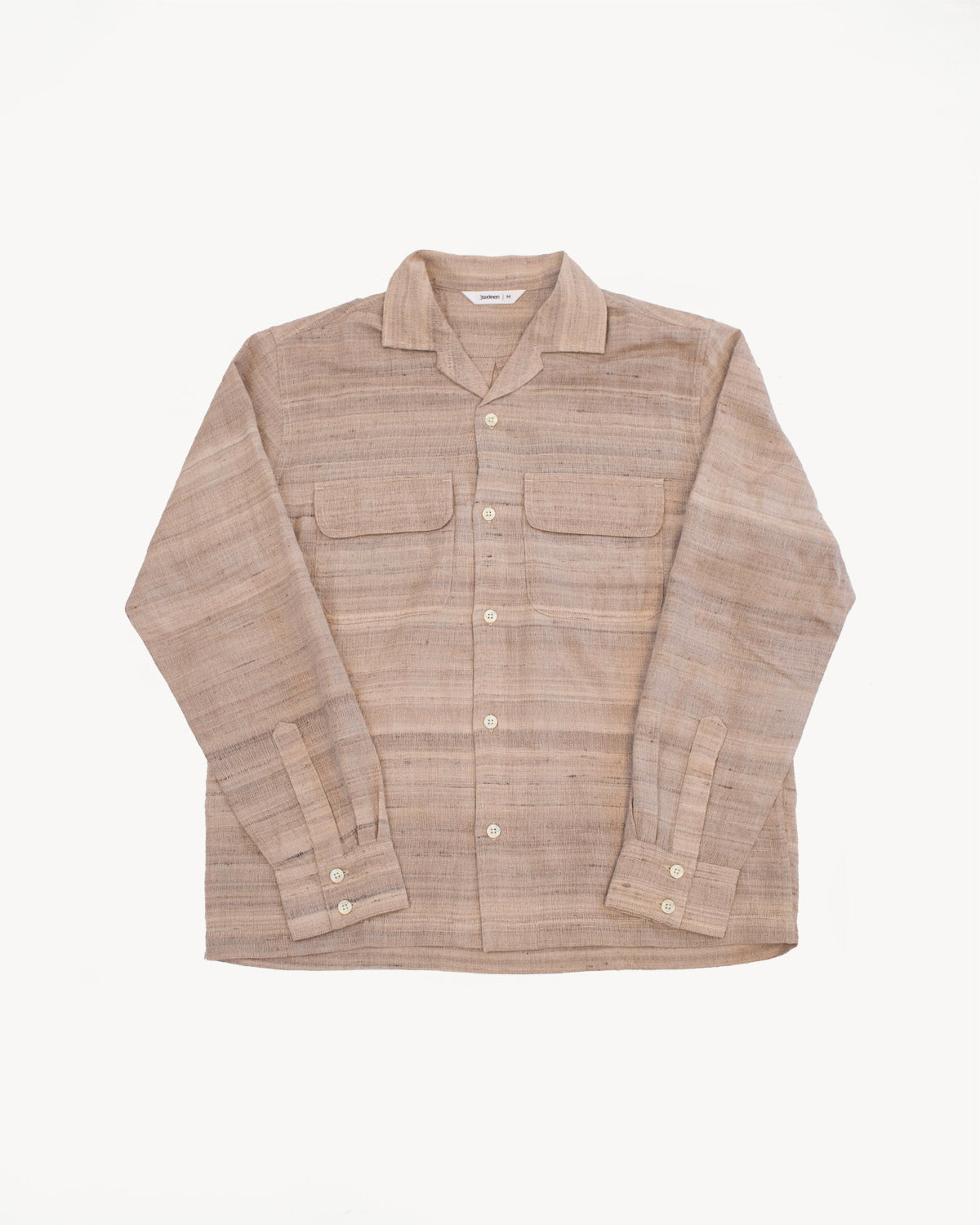 Open Collar Shirt Handloom Silk - Travertine