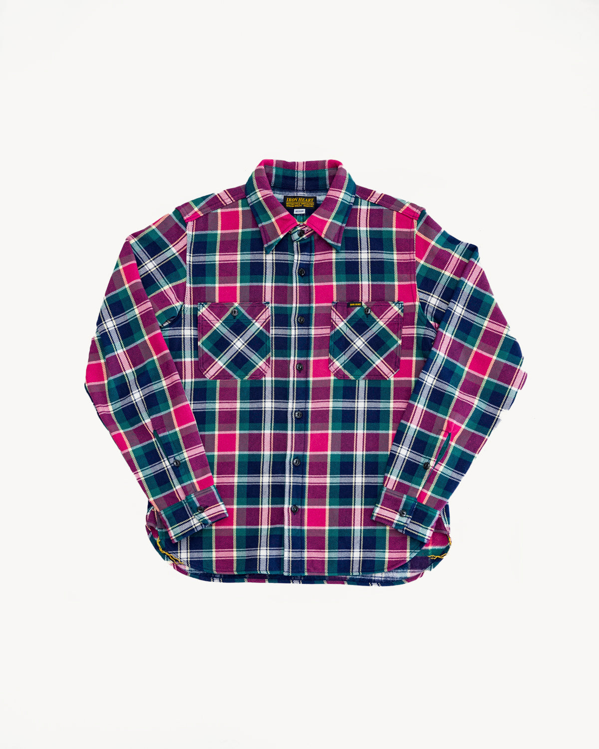 IHSH-342-NAV - Ultra Heavy Flannel Crazy Check Work Shirt - Navy