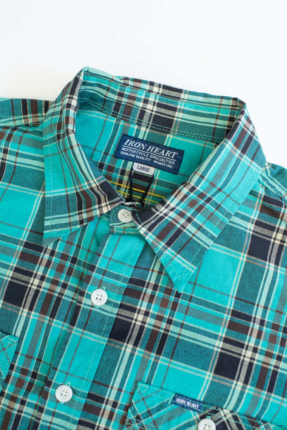 IHSH-356-GRN - 5oz Selvedge Madras Check Work Shirt - Green