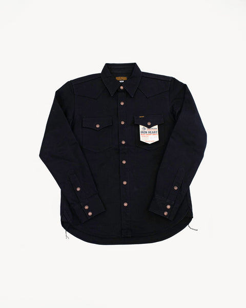 IHSH-362-BLK - 16oz Non-Selvedge Denim CPO Shirt - Superblack