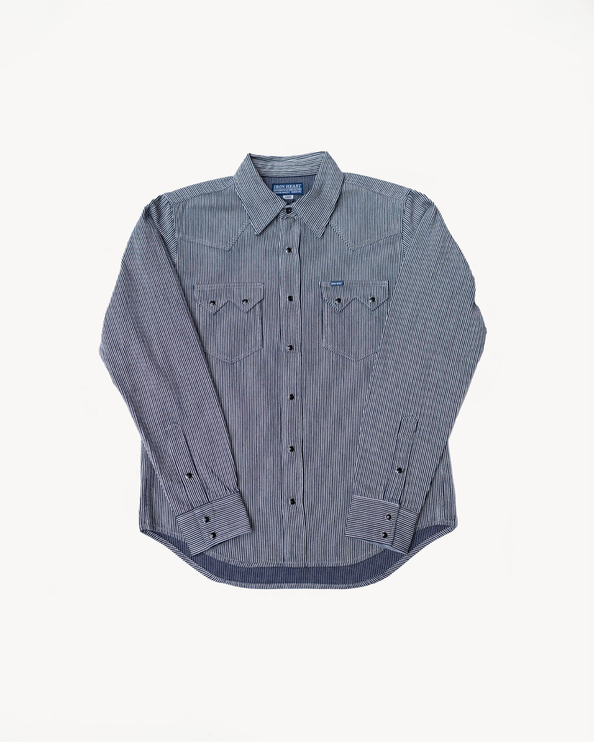 IHSH-365-IND - 8oz Herringbone Hickory Stripe Sawtooth Western Shirt -  Indigo