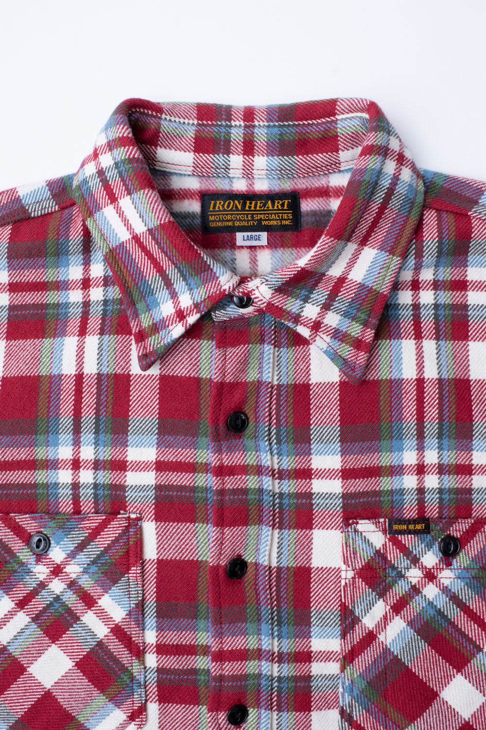 IHSH-371-RED - Ultra Heavy Flannel Crazy Check Work Shirt - Red