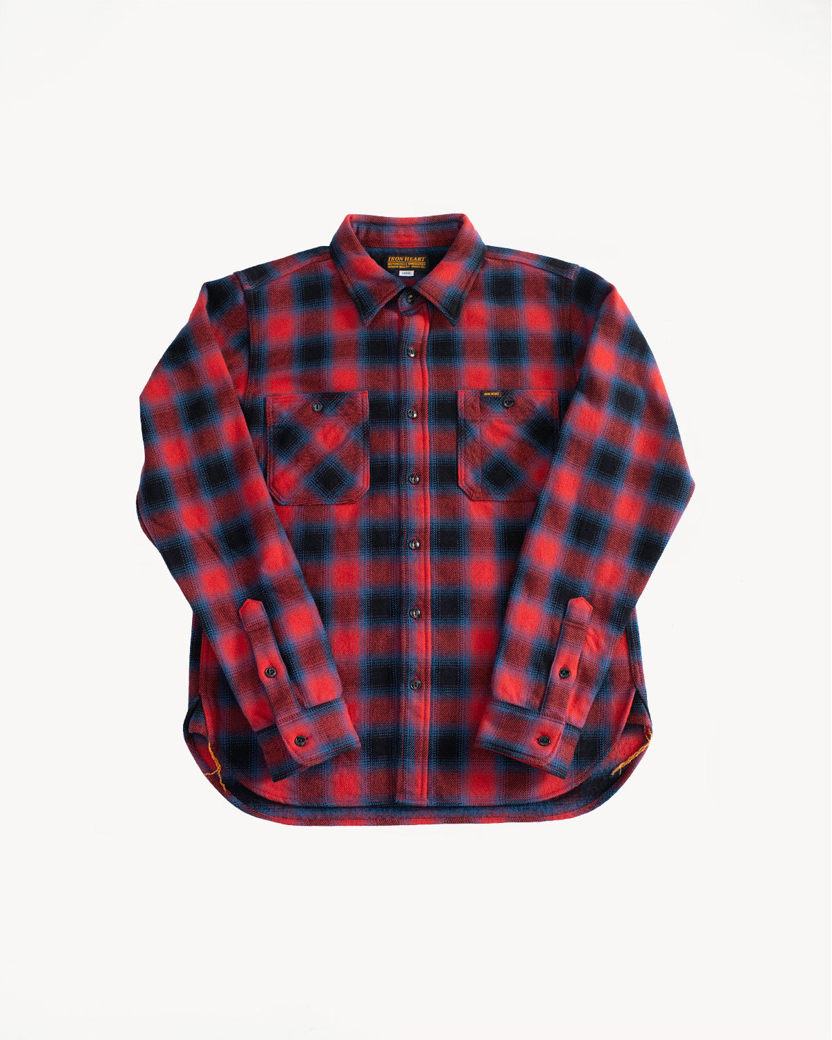 IHSH-379-RED - Ultra Heavy Flannel Ombré Check Work Shirt - Red