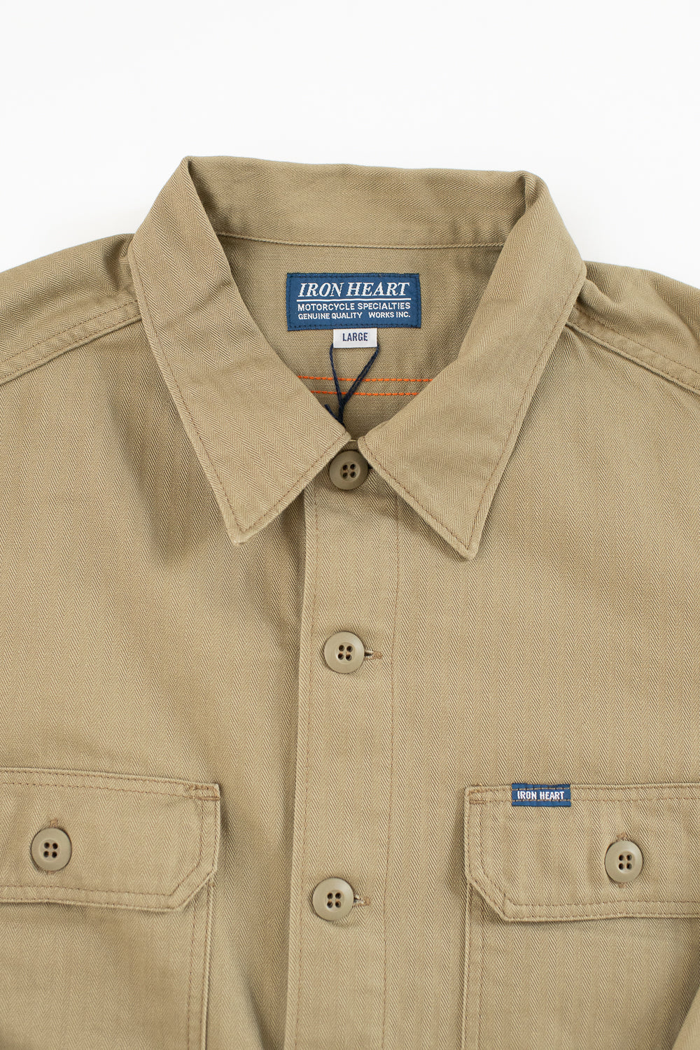 IHSH-385-BEI - 9oz Herringbone Military Shirt - Beige