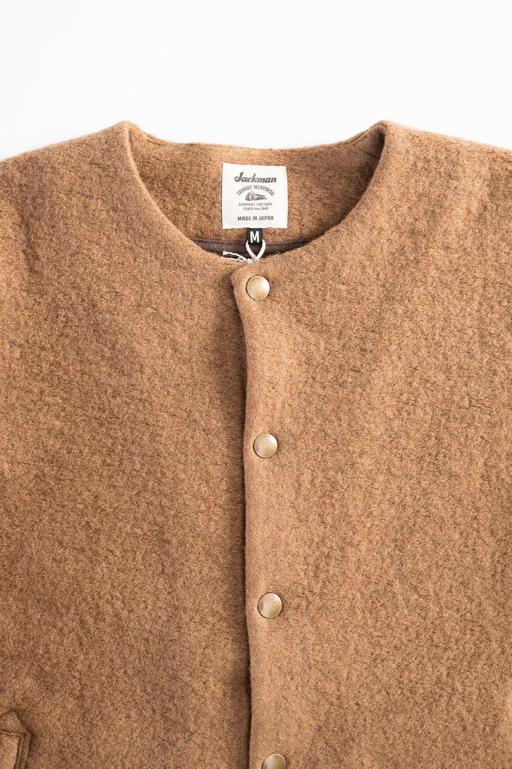 Wool Collarless Jacket - 27 Camel