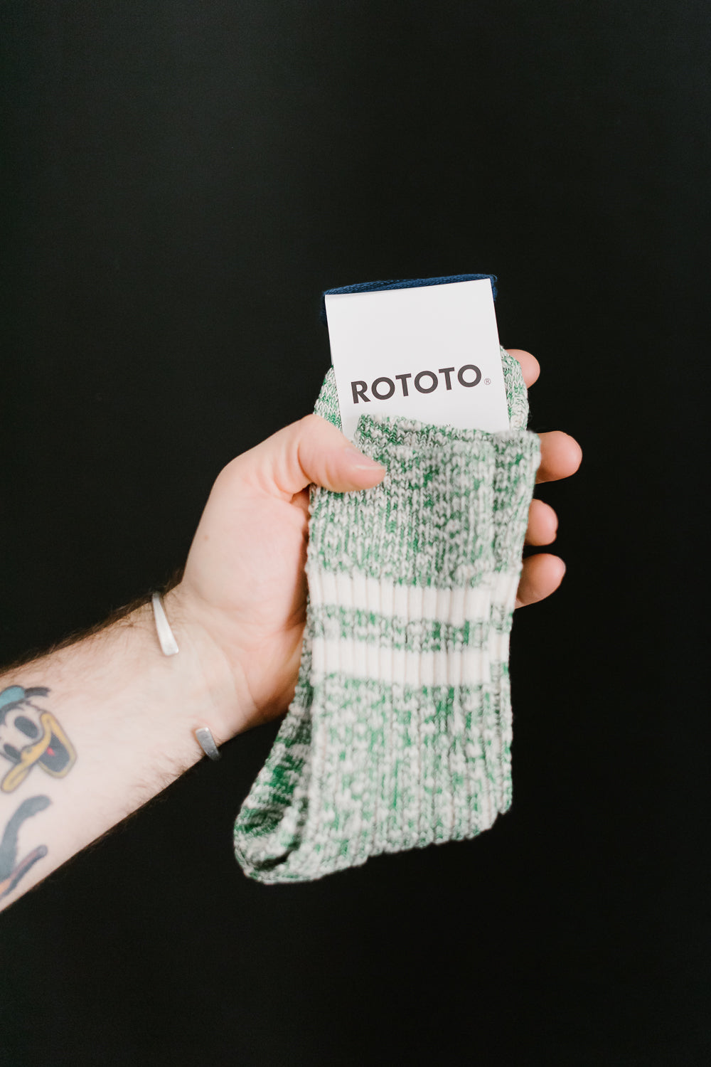 R1485 - OG Cotton Slub Stripe Socks - Green