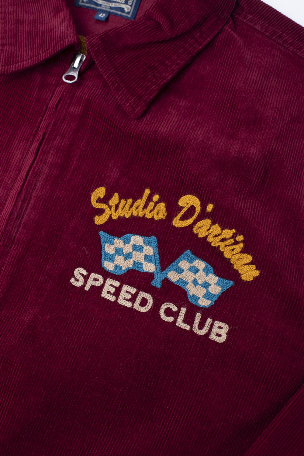 D4584 - Embroidery Speed Club Corduroy Jacket - Bordeaux