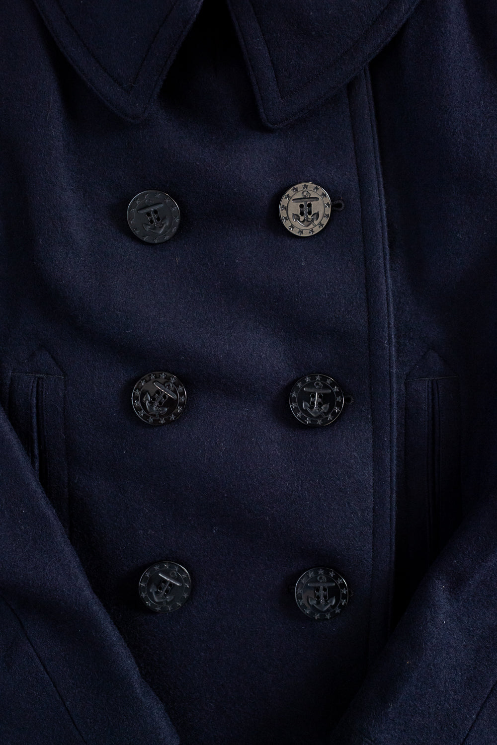 Classic melton wool navy pea outlet coat