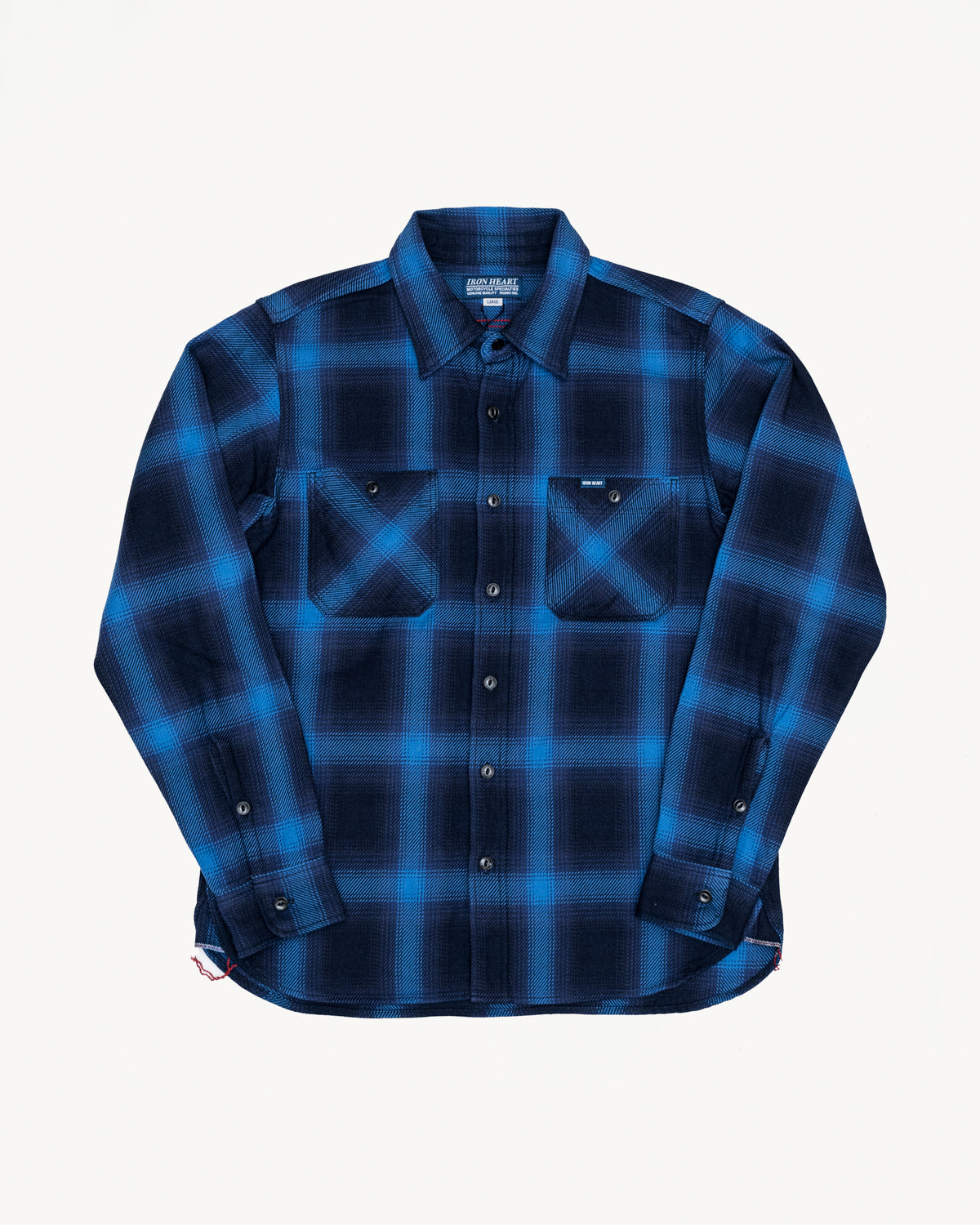 IHSH-349-IND - 9oz Selvedge Ombré Check Work Shirt - Indigo