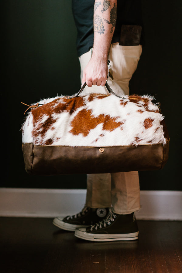 Cowhide Rug Duffel - Brown/White Special Edition