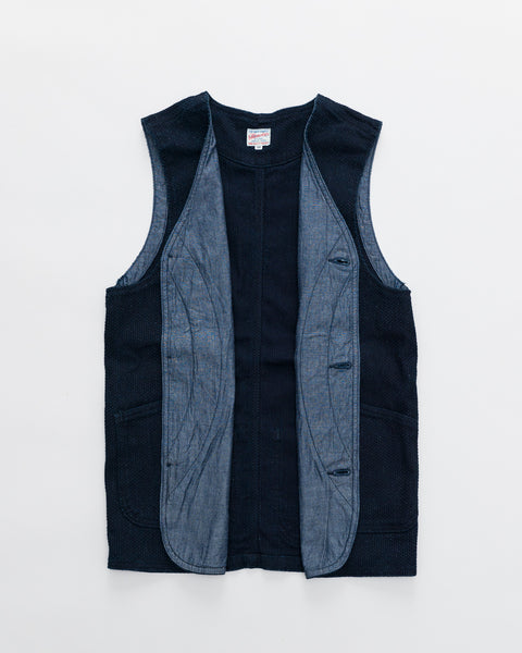 04-062 - Sashiko Hunting Vest - Indigo