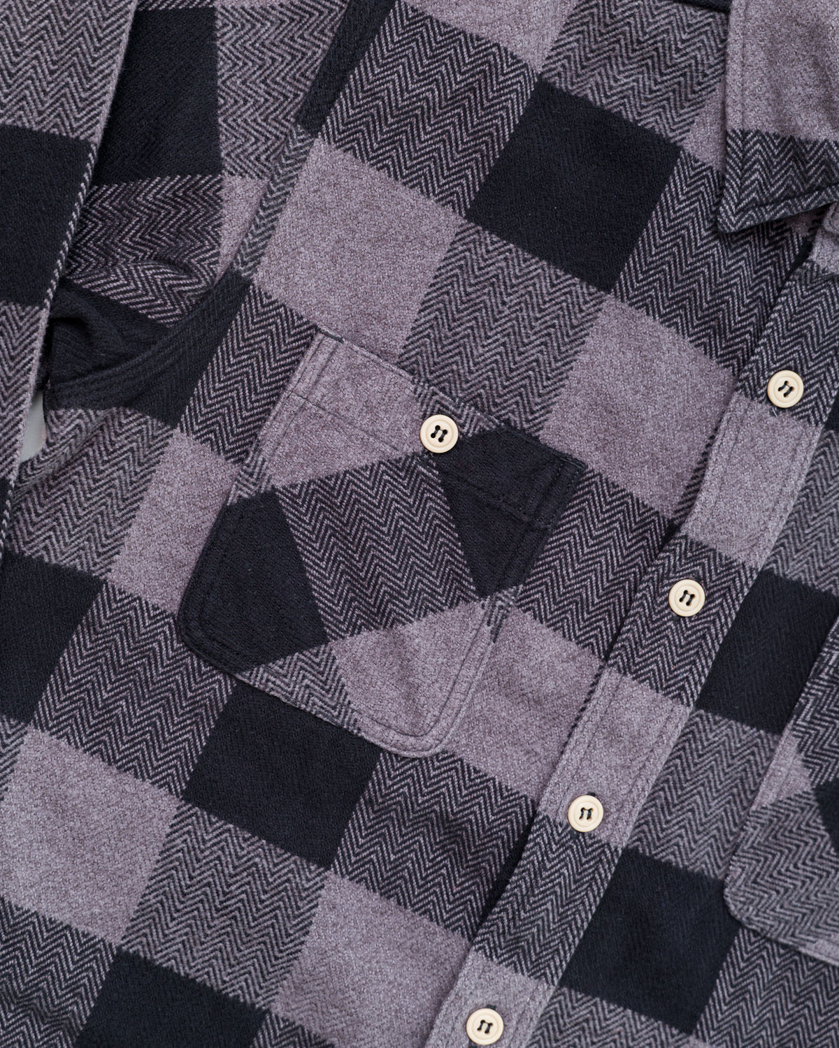 MLS1020M23 - Original Herringbone Triple-Yarn Twill Check Shirt - Grey