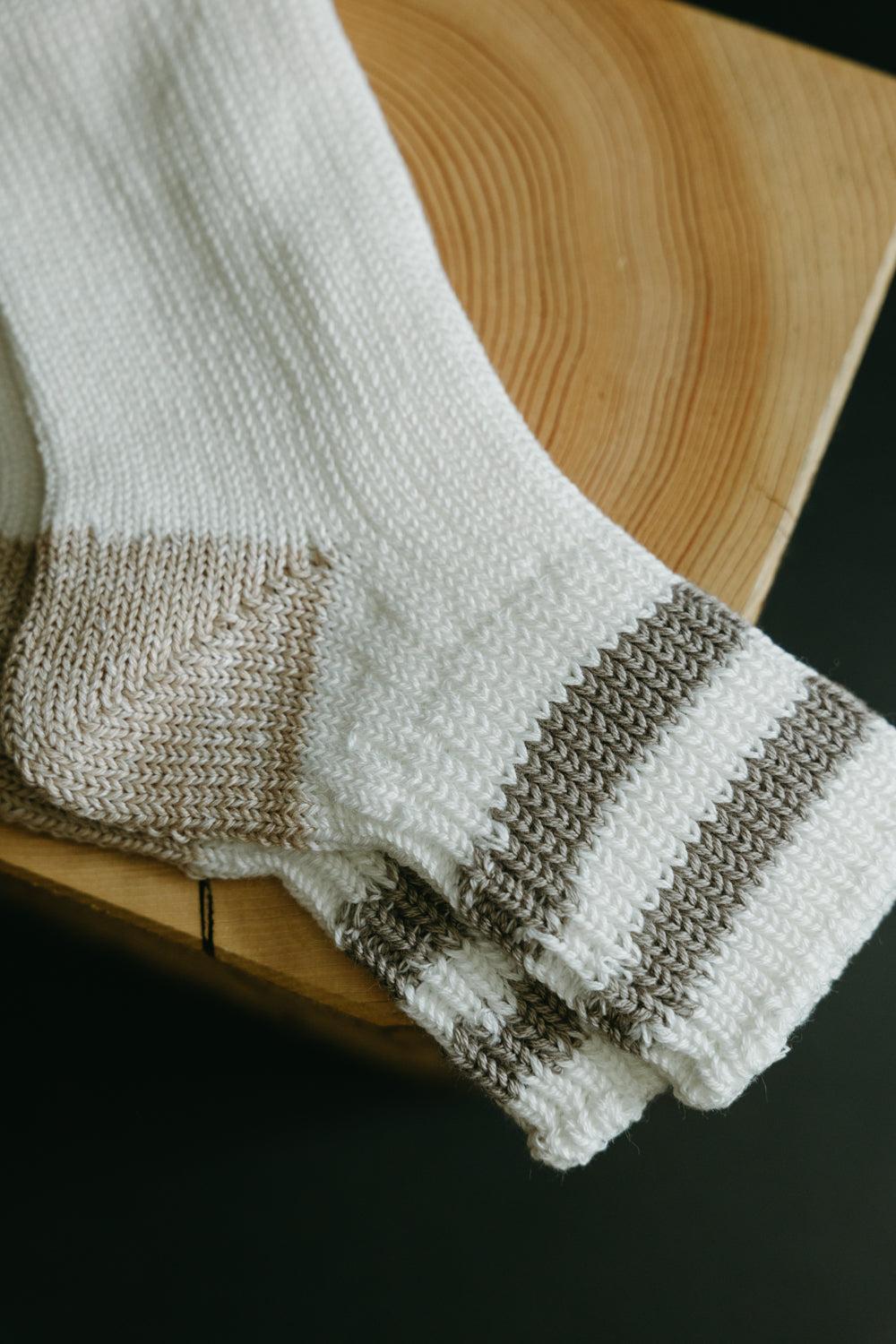 R1404 - Old School Ribbed Ankle Sock - White, Gray