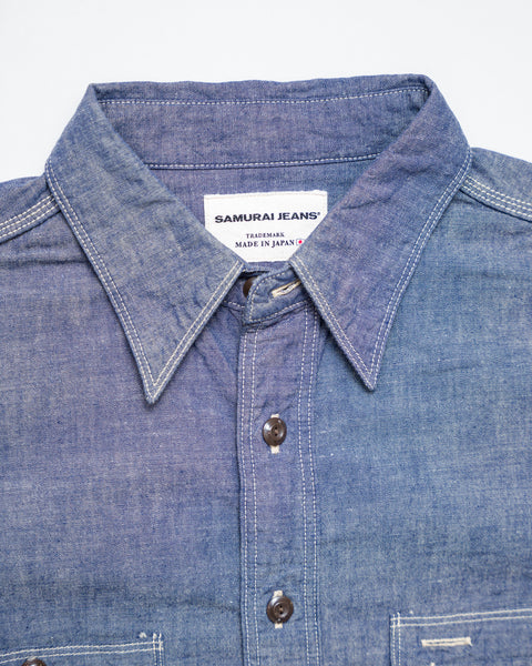 Sillage CHAMBRAY STITCH SHIRT LONG NAVY www.krzysztofbialy.com