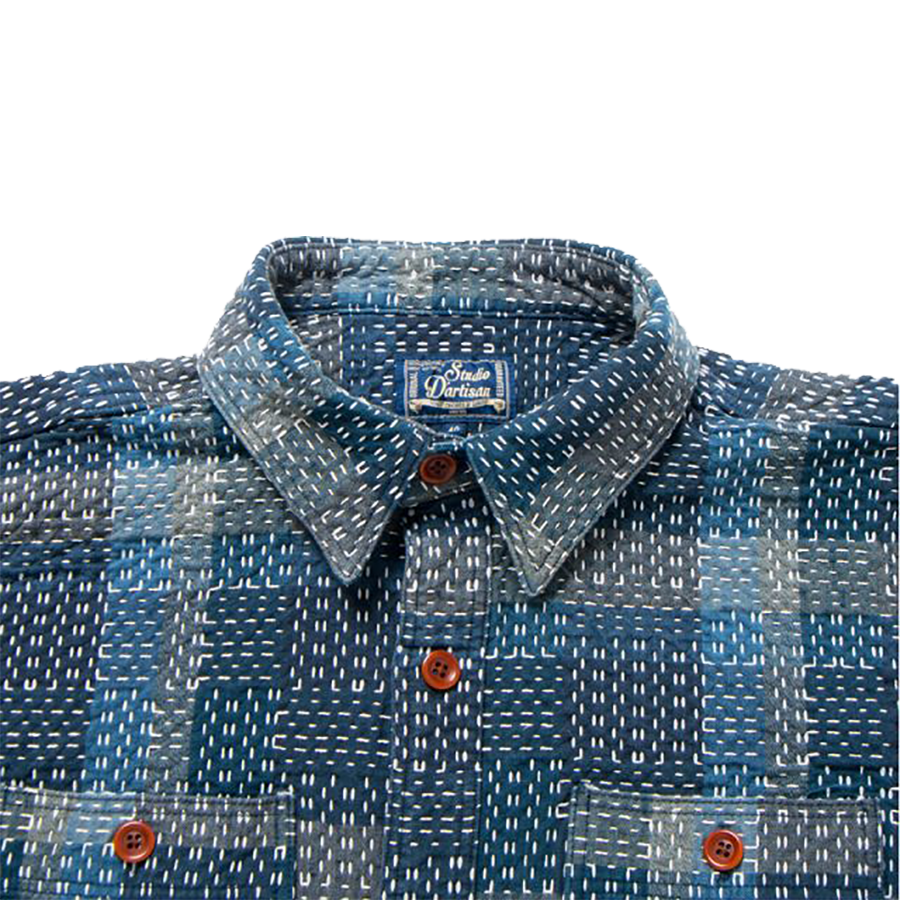 5651 - Noragi Sashiko Shirt - Blue