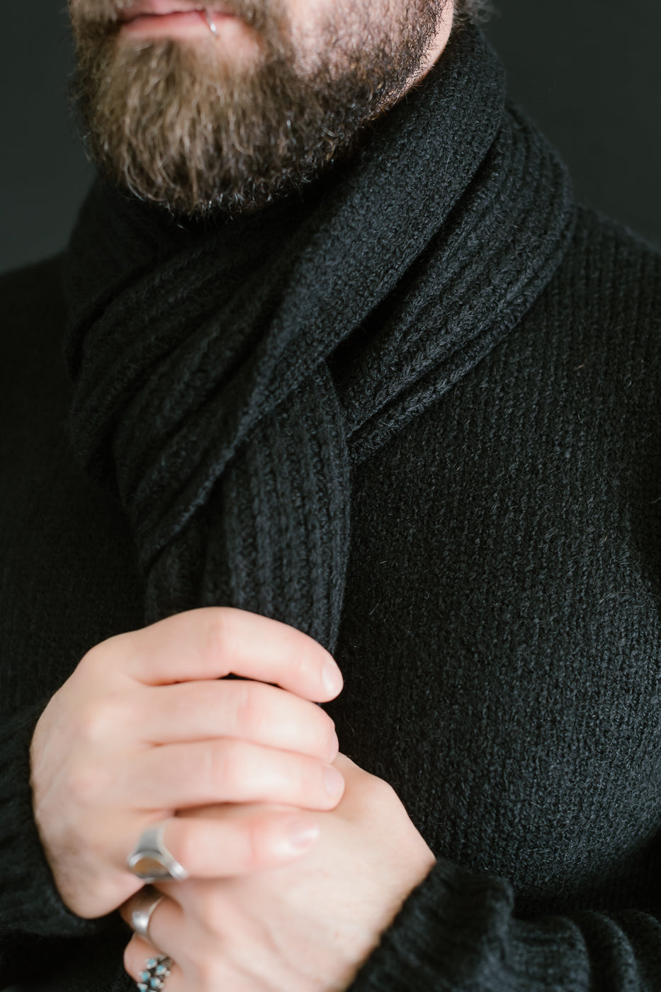 Alpaca Rib Scarf - Black