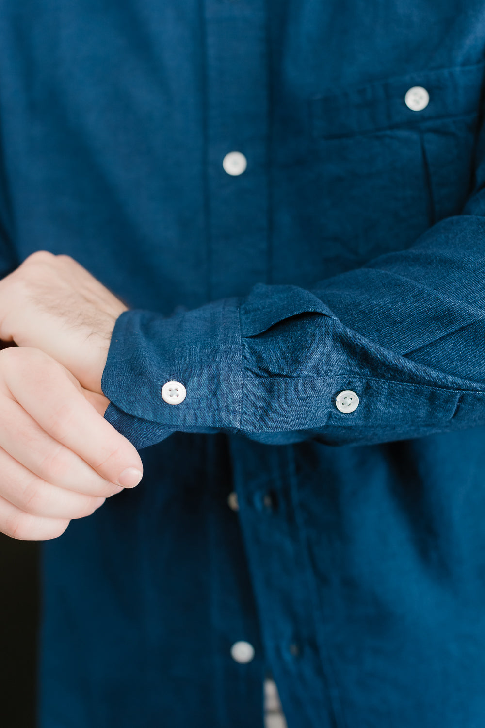 Club Collar Selvedge Broadcloth Shirt  - Indigo