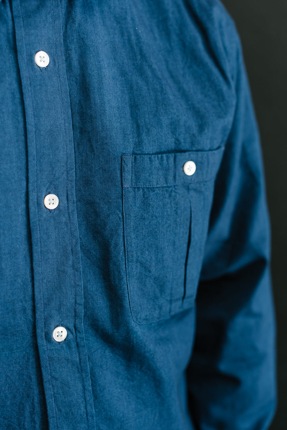 Club Collar Selvedge Broadcloth Shirt  - Indigo