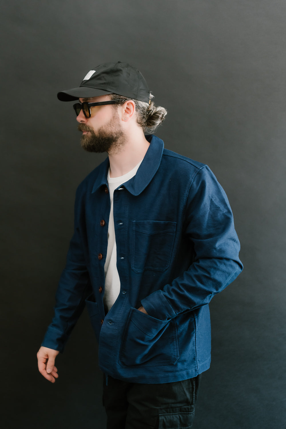 French Work Jacket Moleskin - Washed Indigo