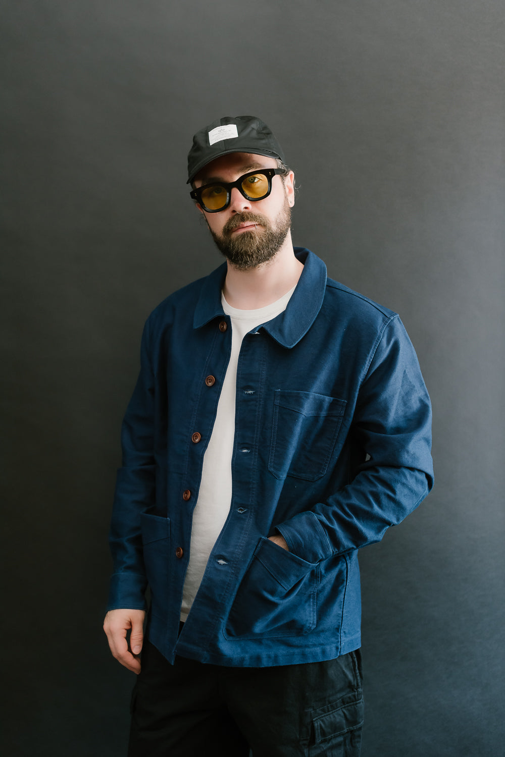 French Work Jacket Moleskin - Washed Indigo