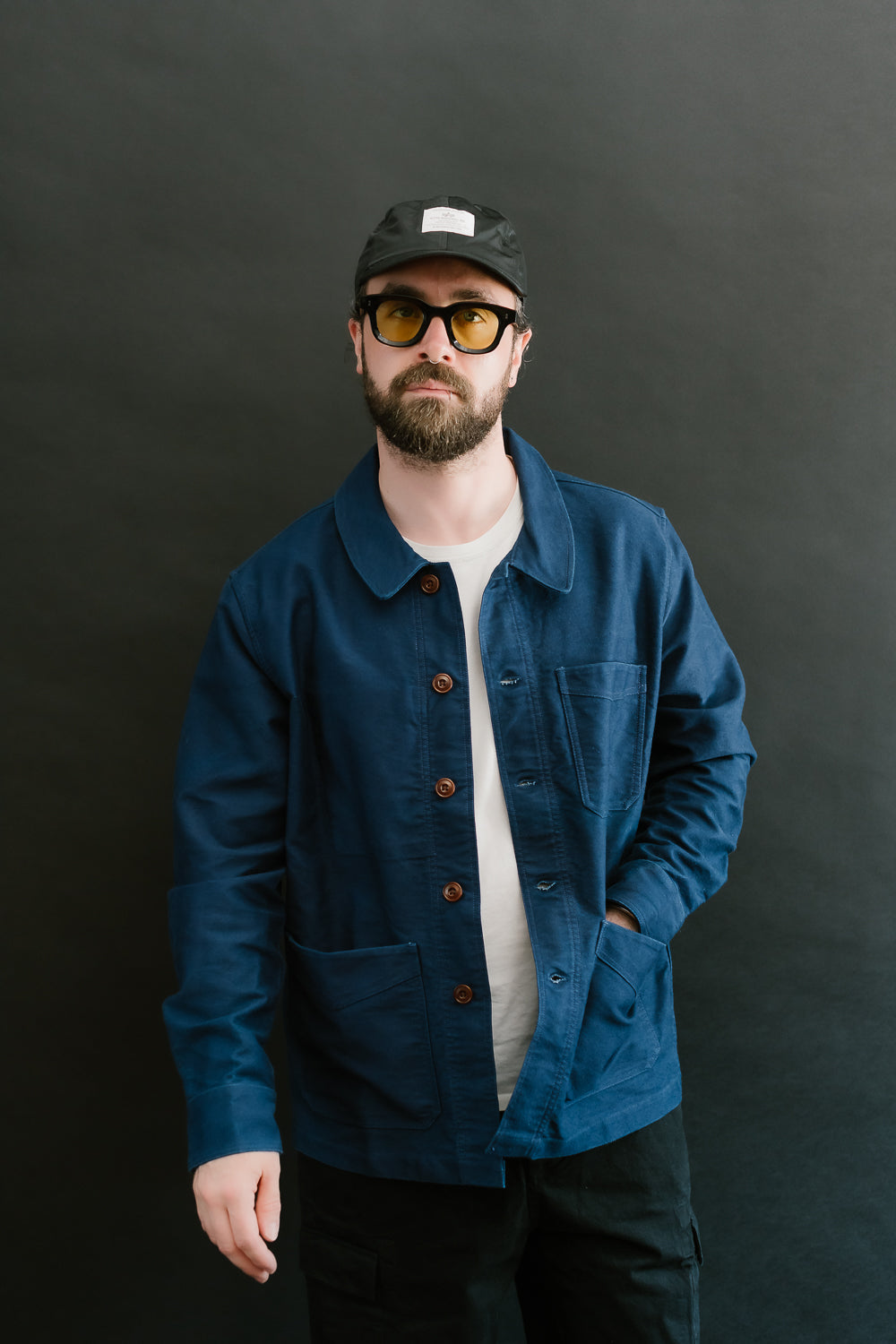 French Work Jacket Moleskin - Washed Indigo