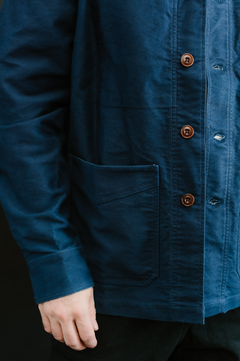 French Work Jacket Moleskin - Washed Indigo