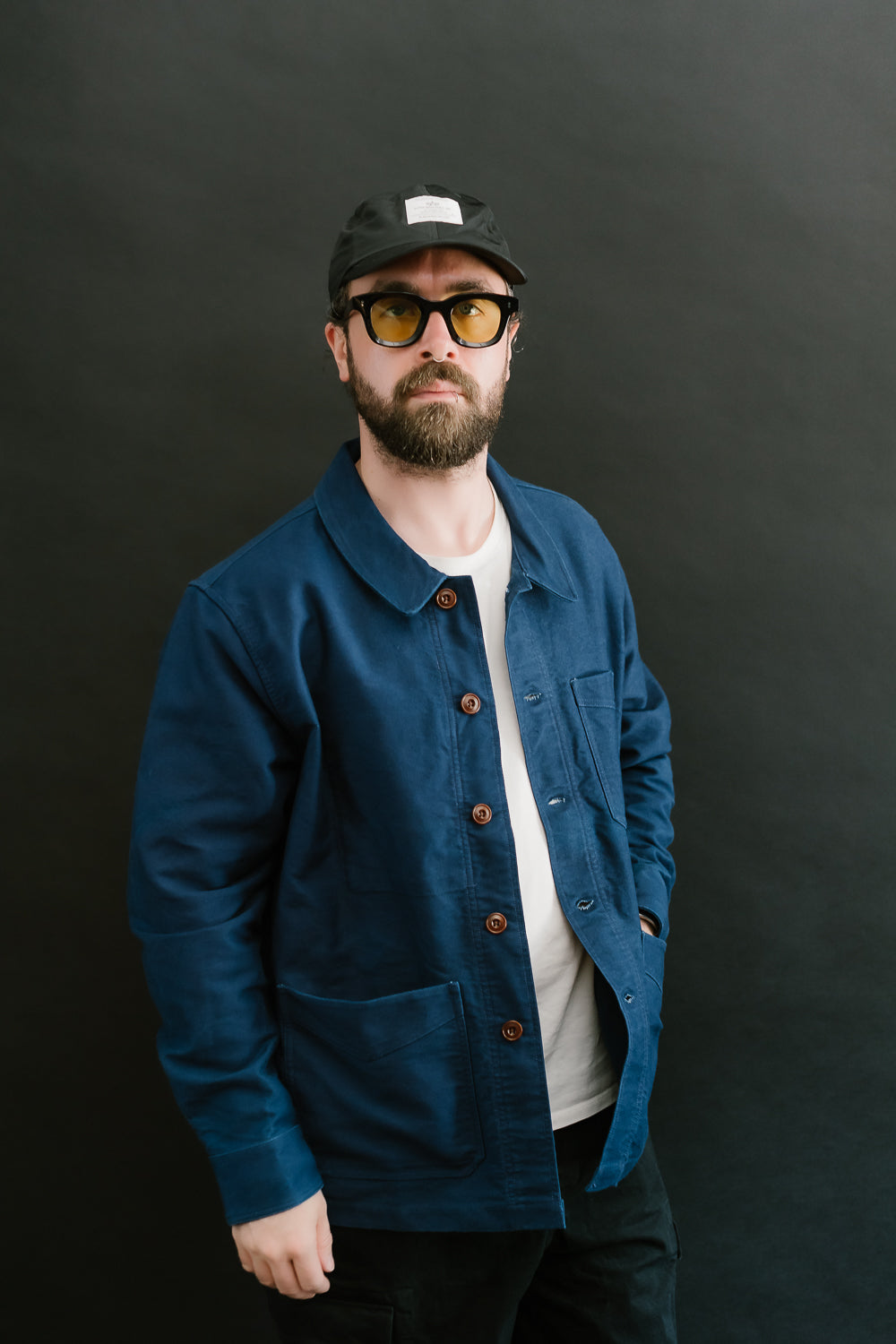 French Work Jacket Moleskin - Washed Indigo