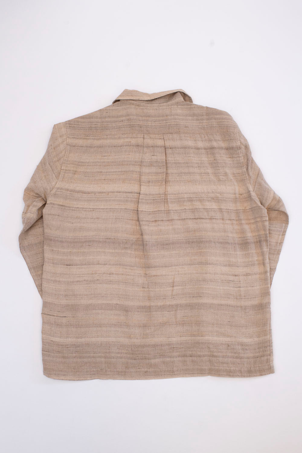 Open Collar Shirt Handloom Silk - Travertine | James Dant