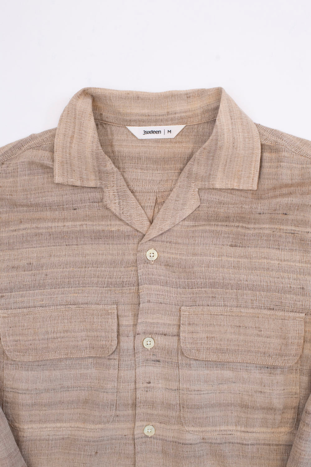 Open Collar Shirt Handloom Silk - Travertine