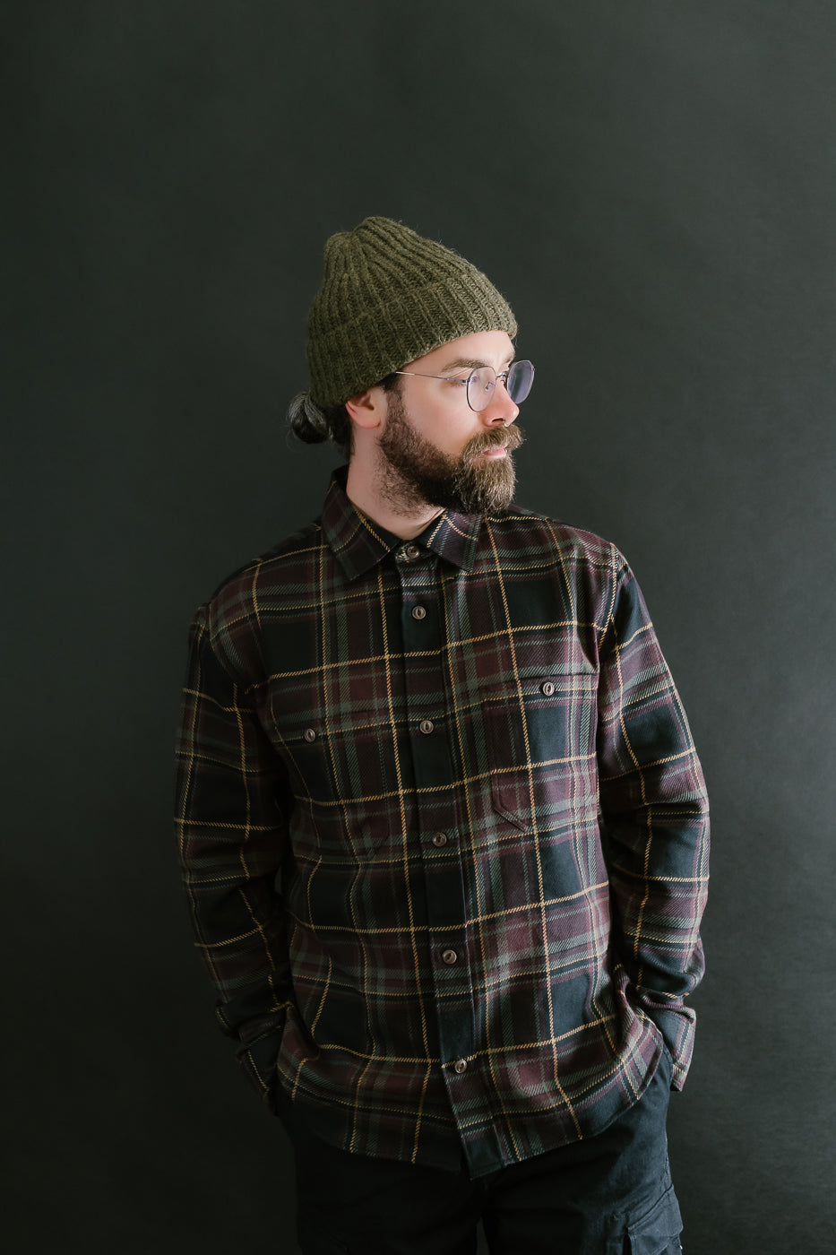 Utility Flannel Plaid  - Black Olive