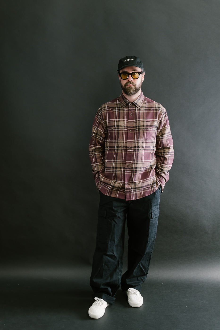 Utility Flannel Plaid  - Burgundy Oak