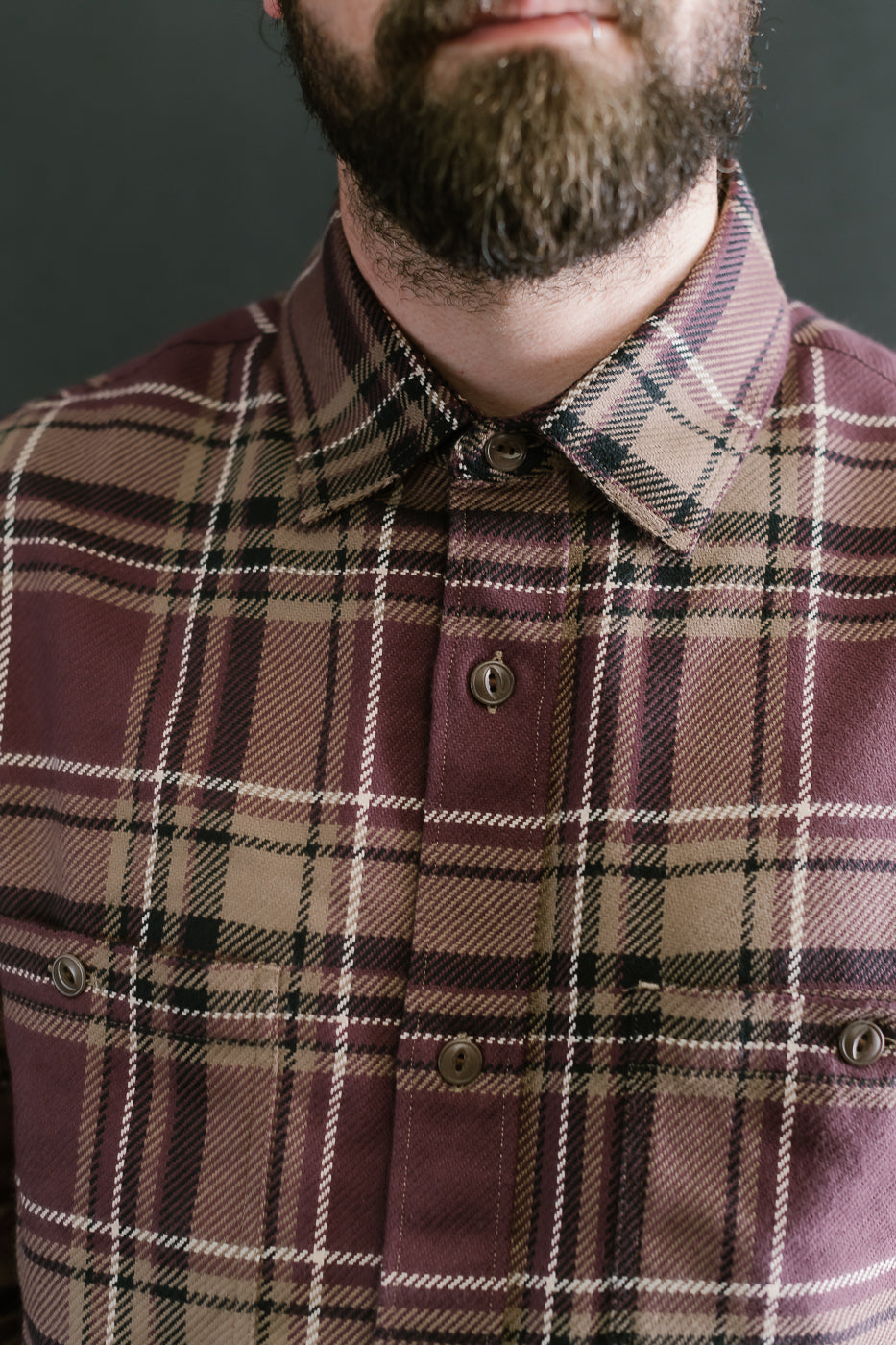 Utility Flannel Plaid  - Burgundy Oak