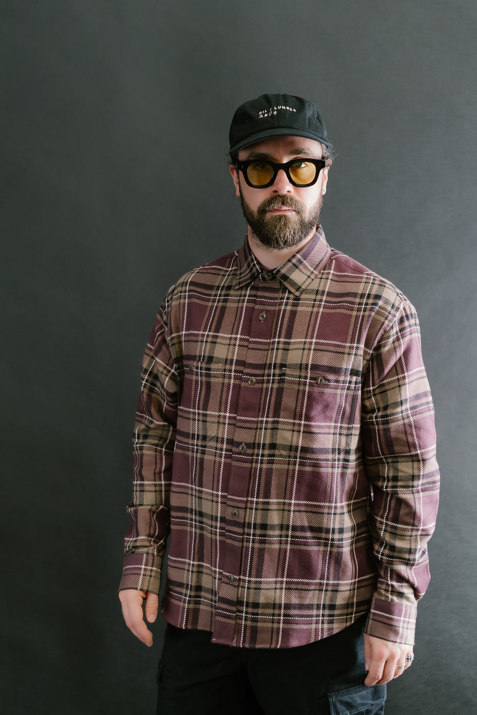 Utility Flannel Plaid  - Burgundy Oak