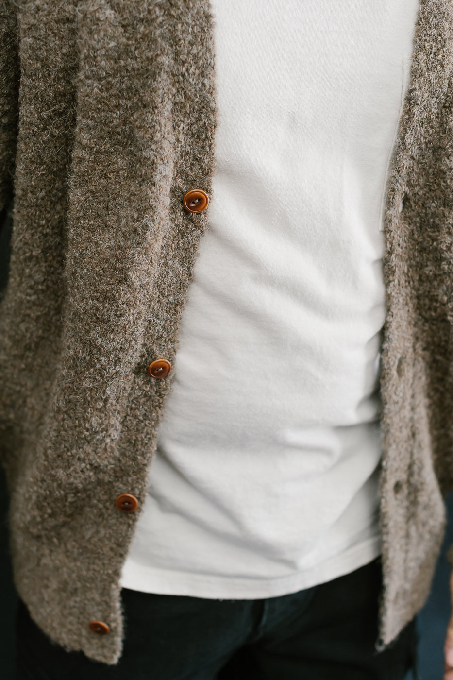 V-Neck Cardigan Boucle Alpaca - Earth