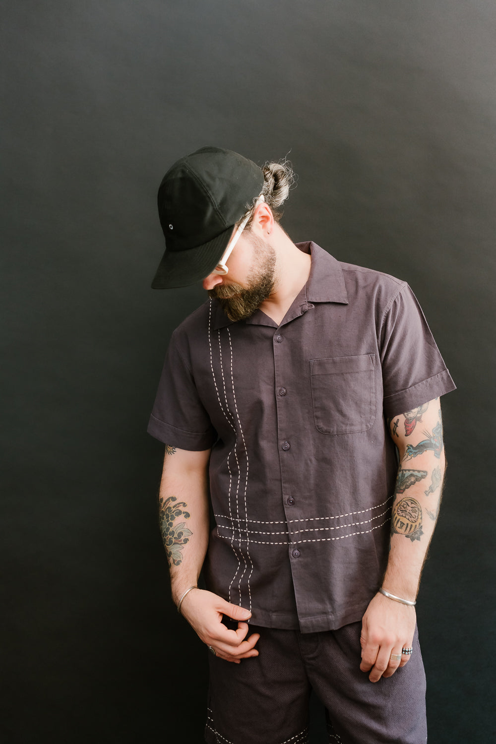 Vacation Shirt - Plum Hand Stitch