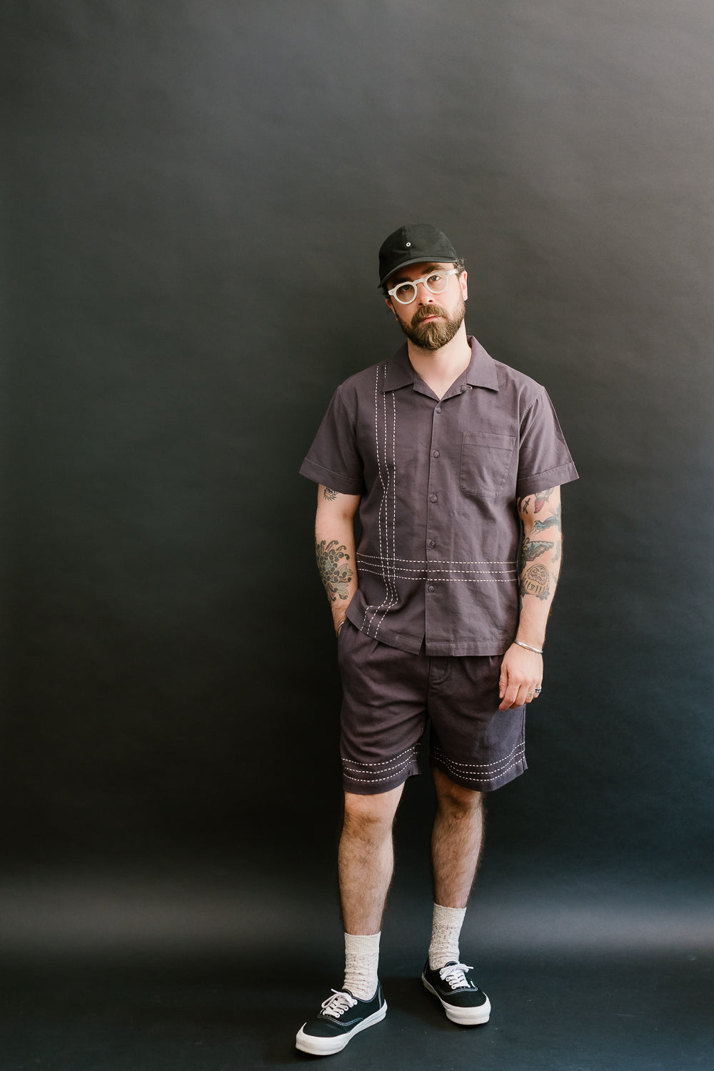 Vacation Shirt - Plum Hand Stitch