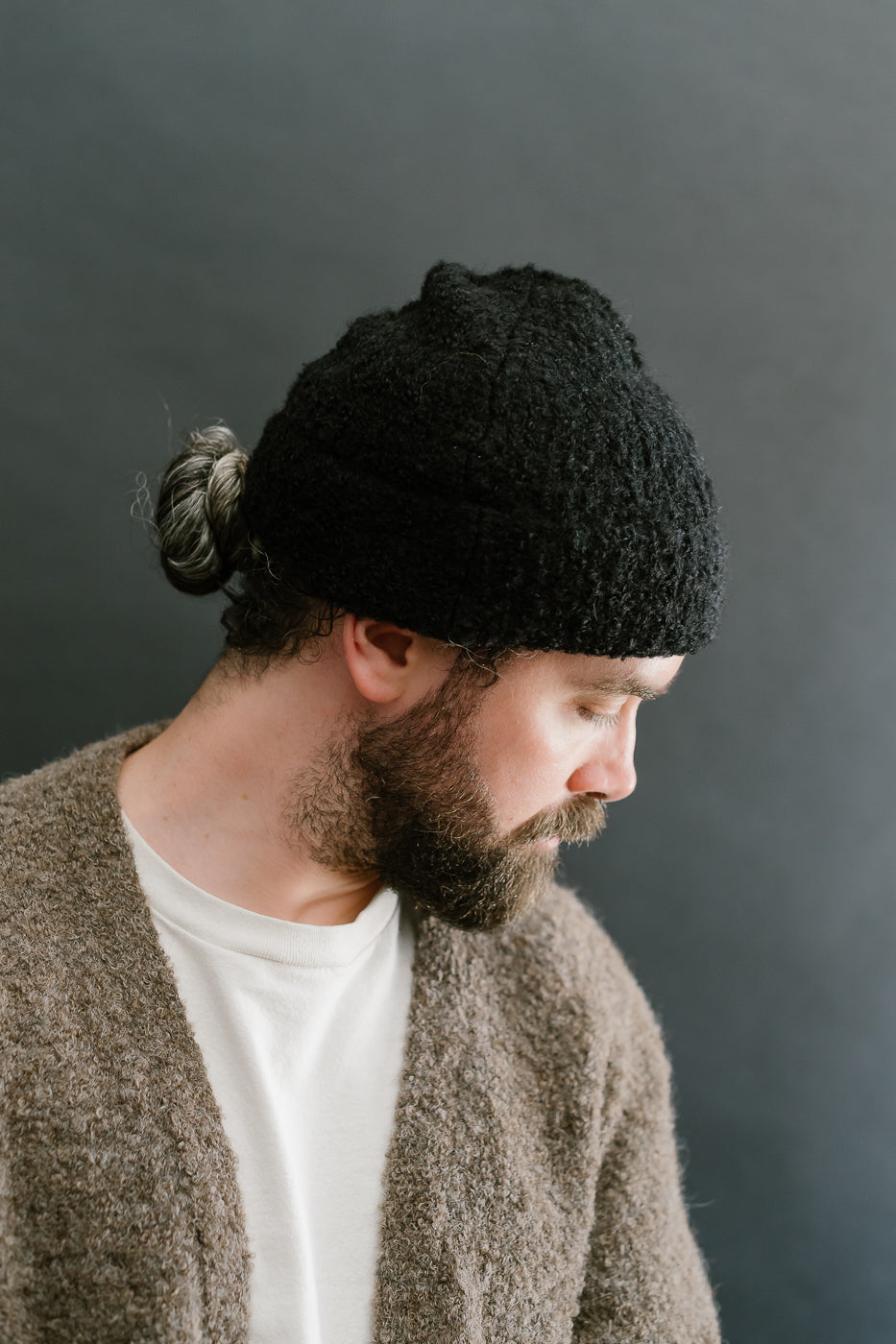 Boucle Alpaca Watch Cap - Black