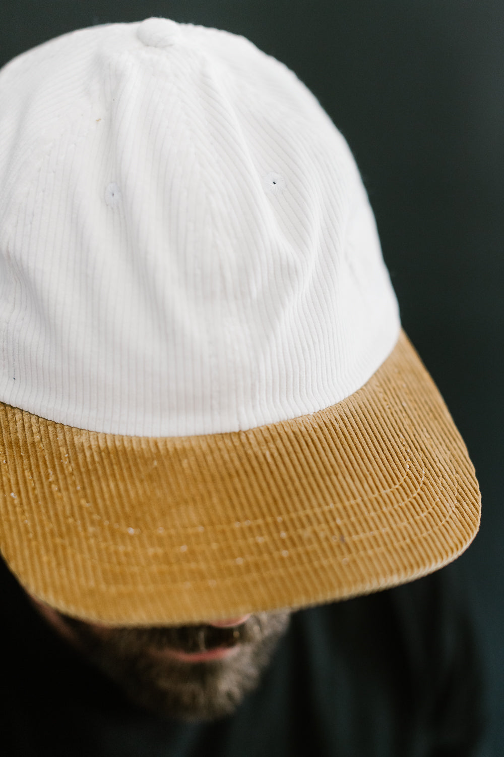 Corduroy Baseball Hat - White, Fawn
