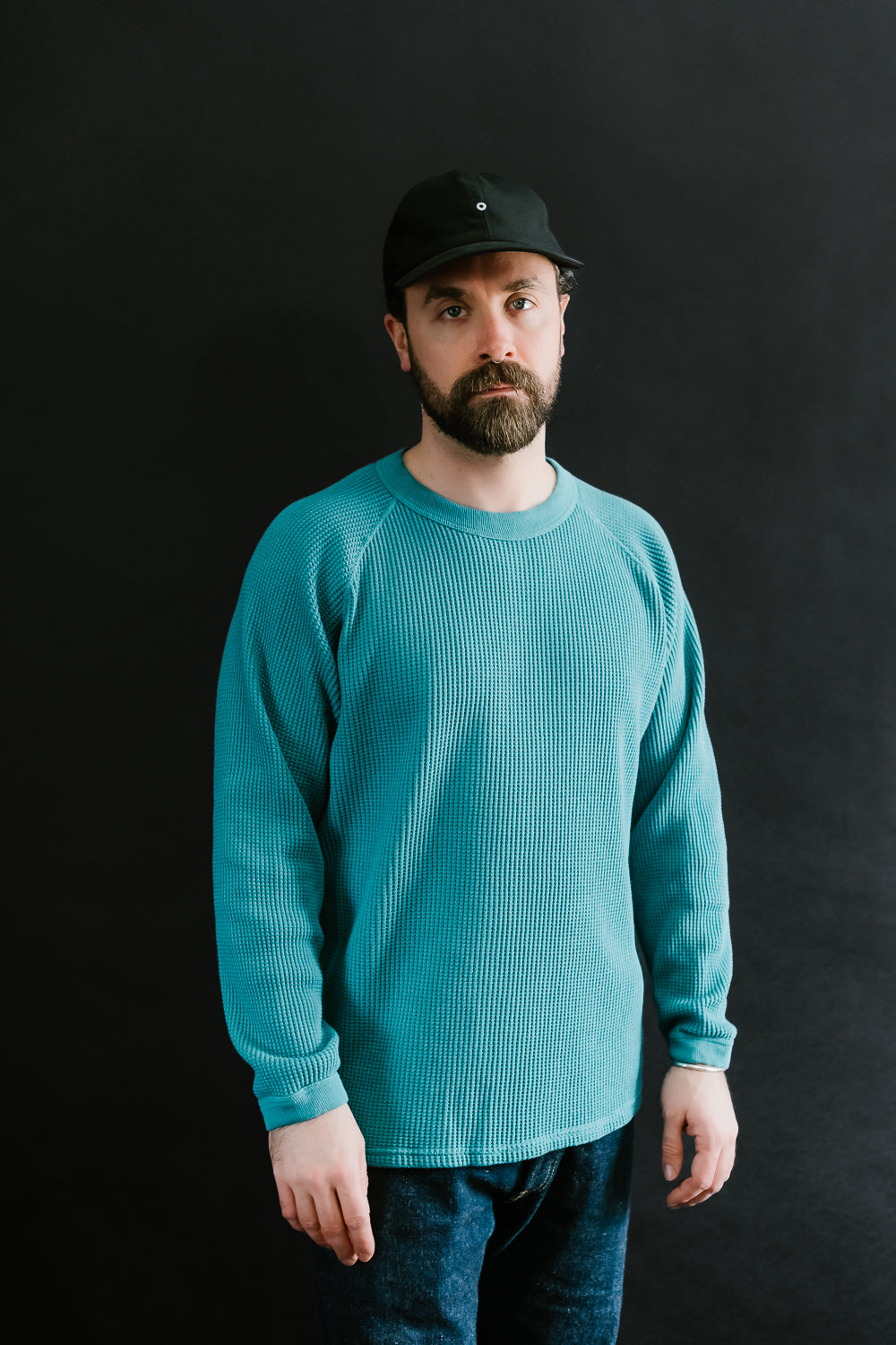 Heavy Waffle L/S Tee - Turquoise