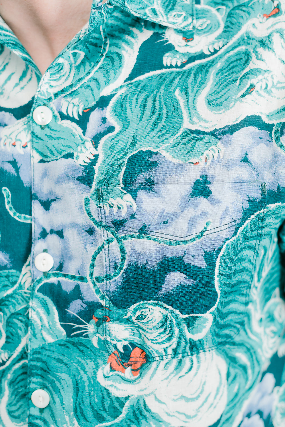 Hawaiian Shirt - Turquoise Tiger