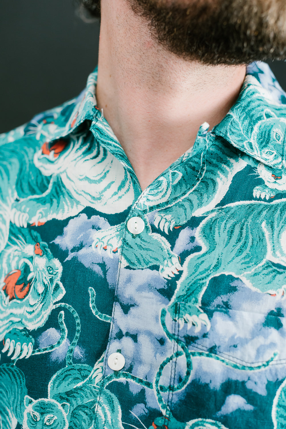 Hawaiian Shirt - Turquoise Tiger