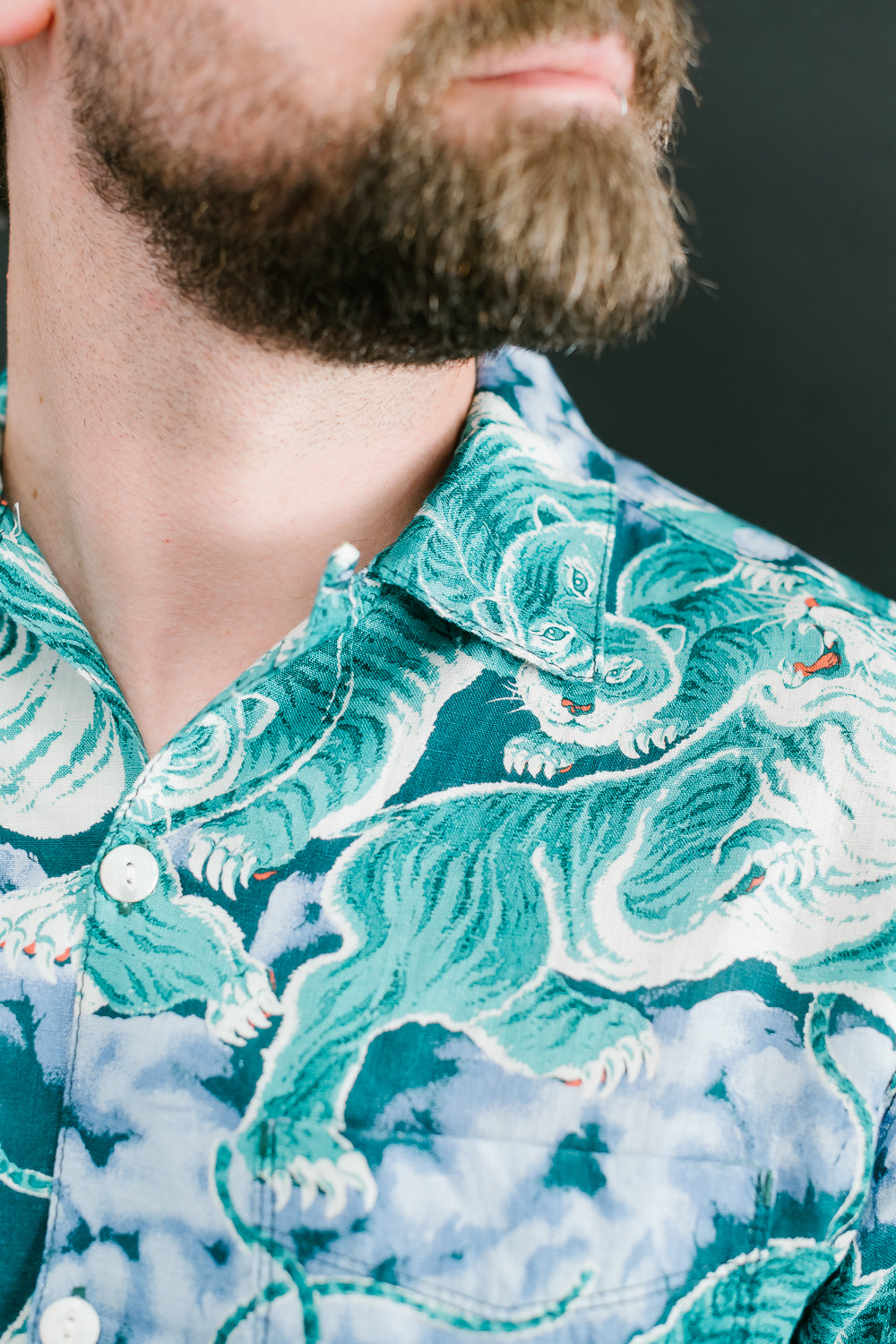 Hawaiian Shirt - Turquoise Tiger