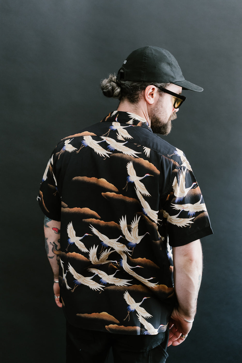 Hawaiian Shirt Cranes - Black