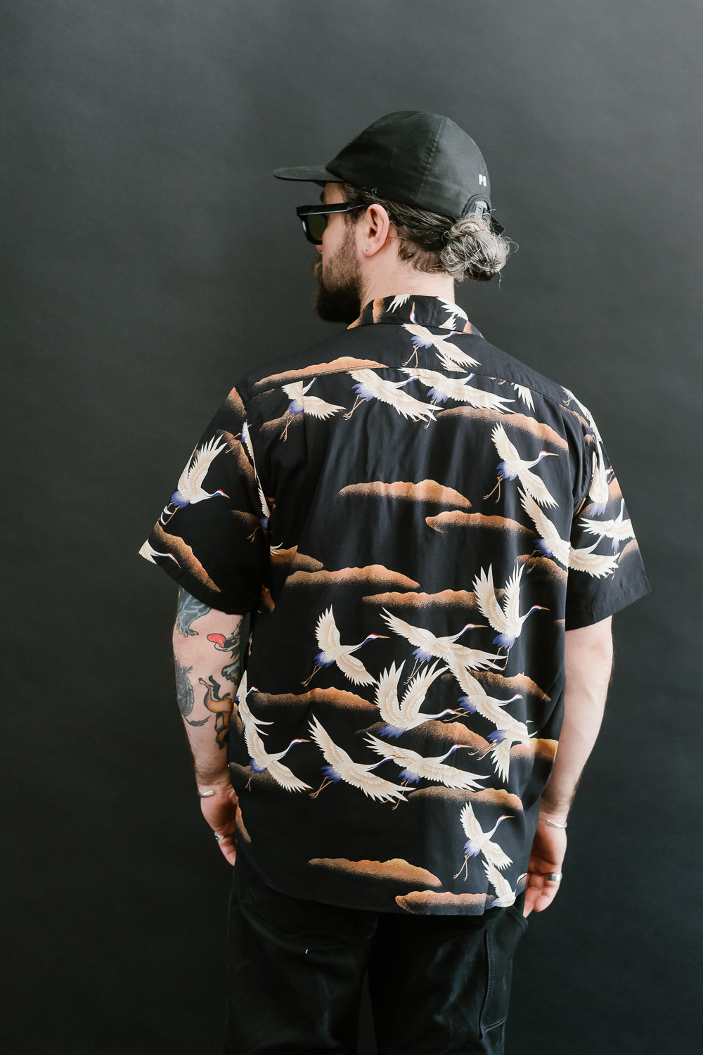 Hawaiian Shirt Cranes - Black