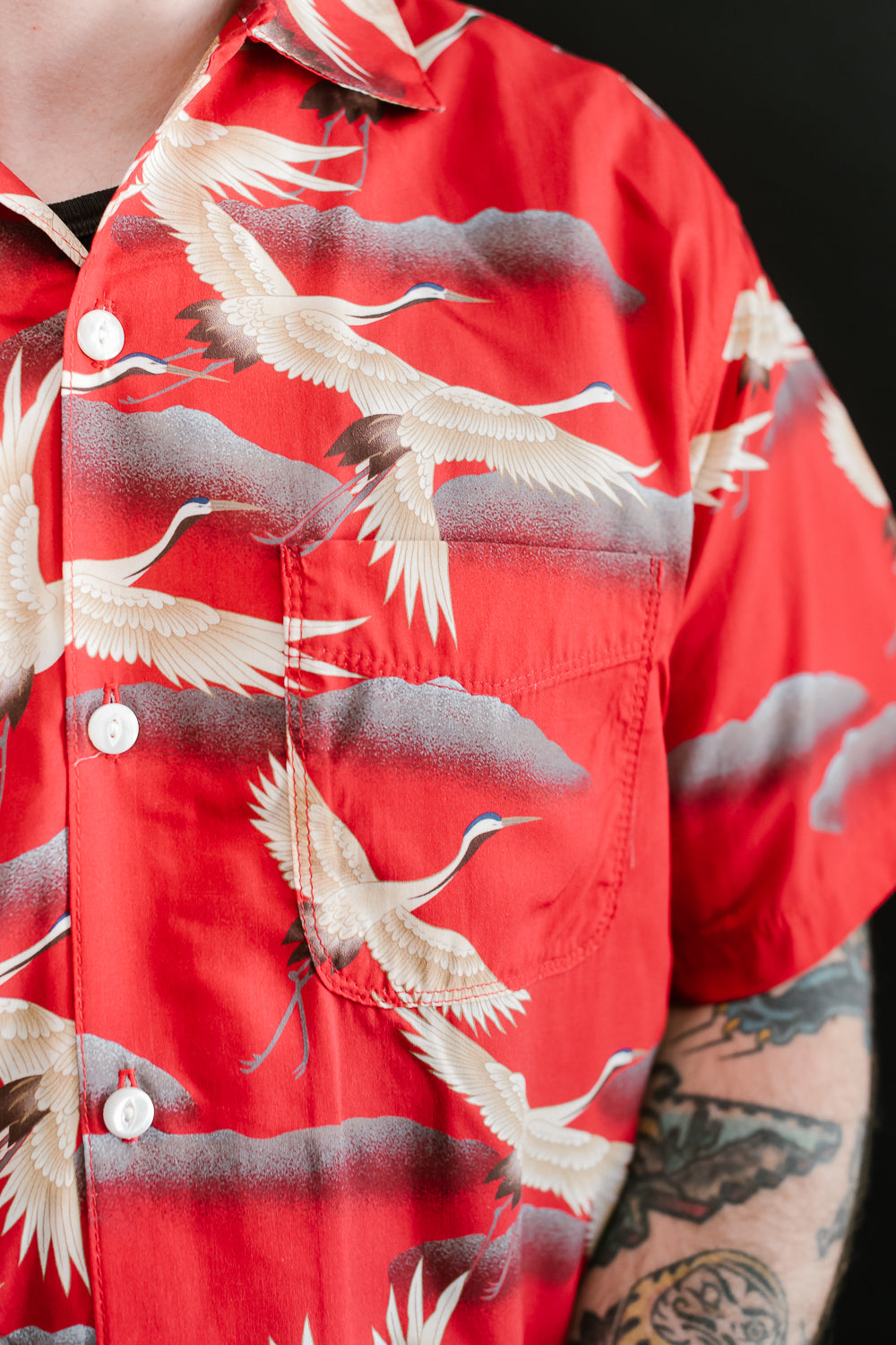 Hawaiian Shirt Cranes - Red