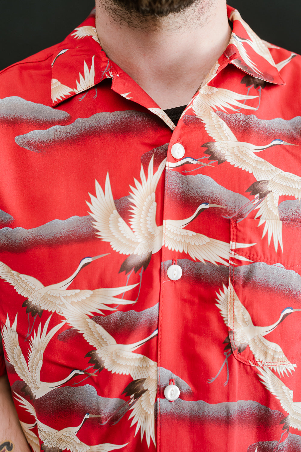 Hawaiian Shirt Cranes - Red