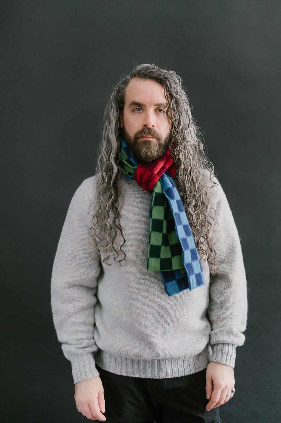 Cosmic Checkerboard Scarf - Forest