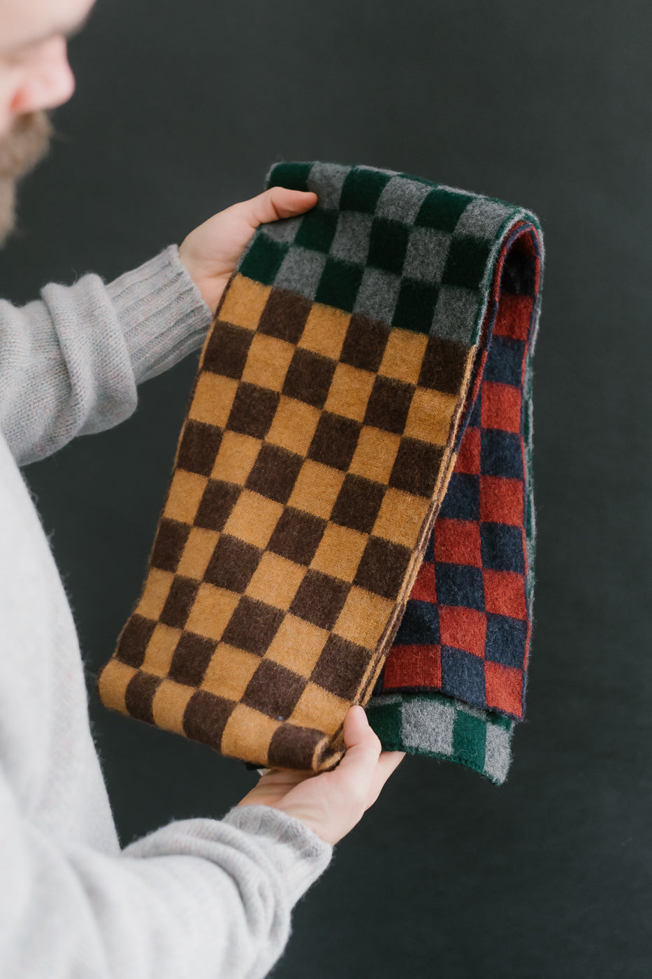 Cosmic Checkerboard Scarf - Navy