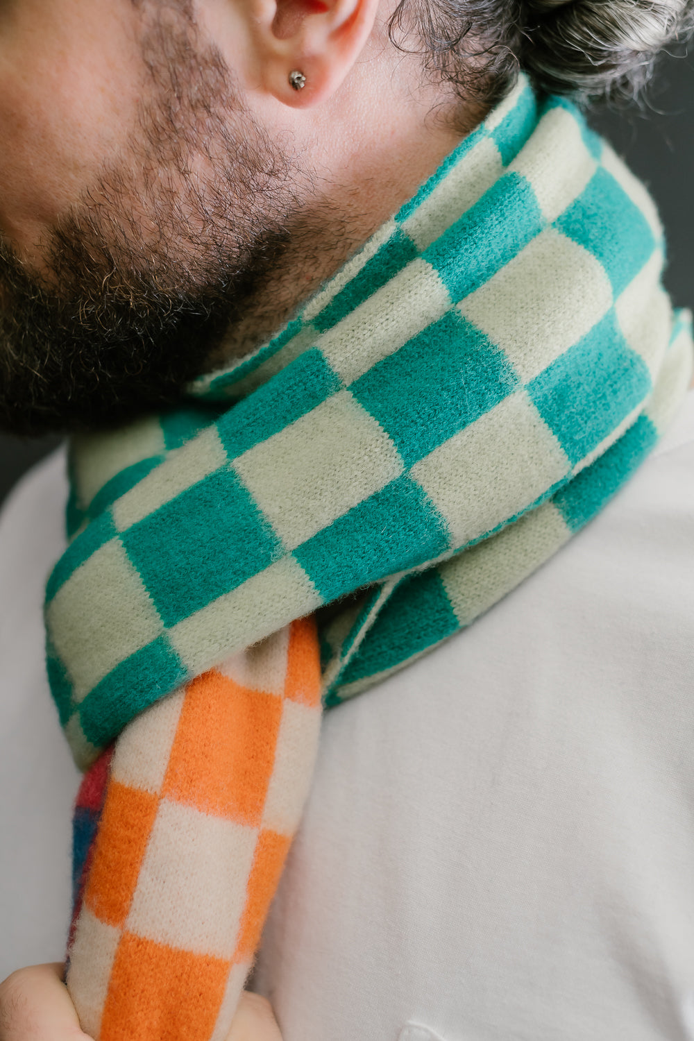 Cosmic Checkerboard Scarf - Sky Dream