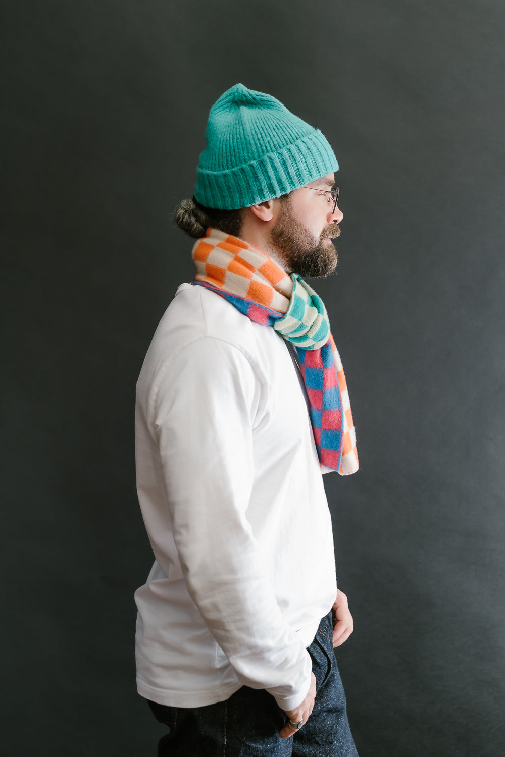 Cosmic Checkerboard Scarf - Sky Dream